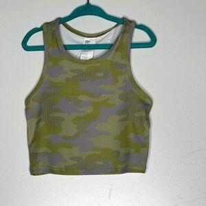 New Fabletics Mini Kamryn Camo Print Crop Tank Top Girl's Size 6-7